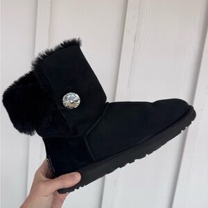 UGG Black Fur-Trimmed Winter Boots
